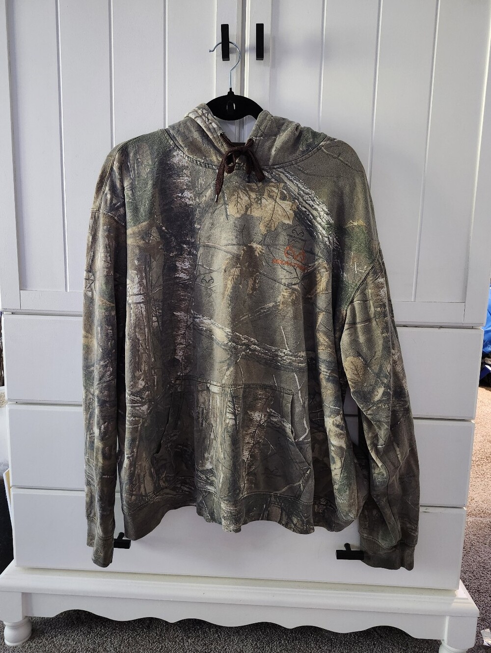 Men's Camouflage Hooded Pullover Jacket - Green Camo Sz L